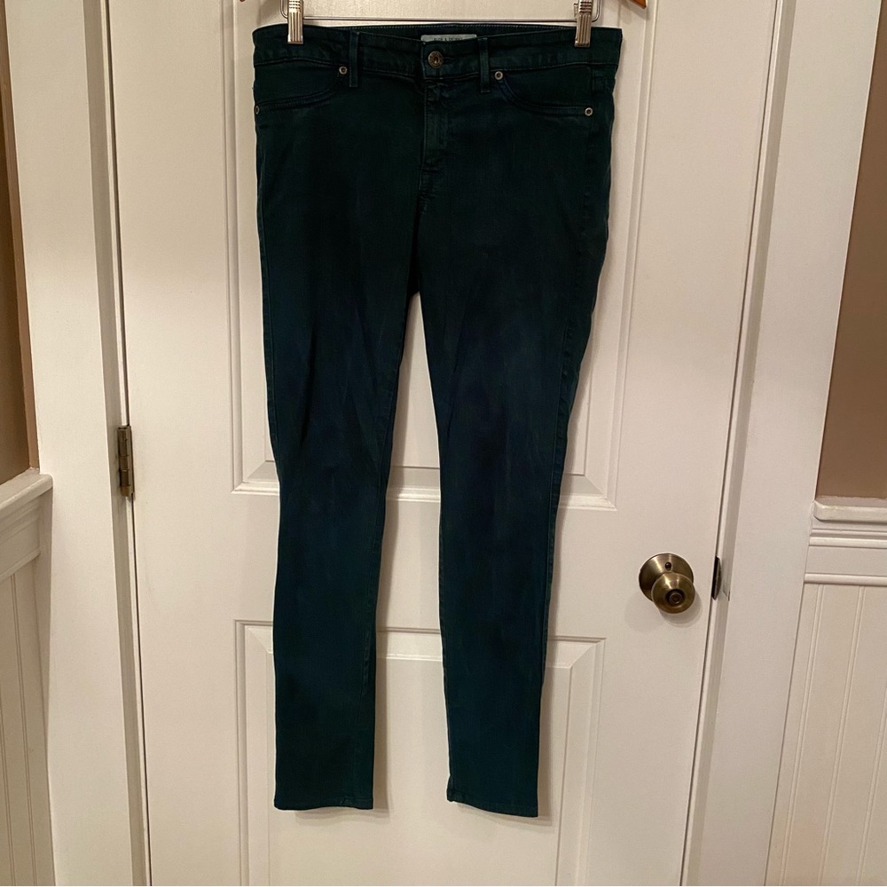 RICH & SKINNY JEANS TEAL GREEN BLUE DENIM STRAIGHT STRETCH SIZE 30